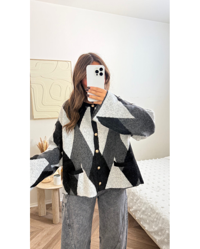 Cardigan losange Gris
