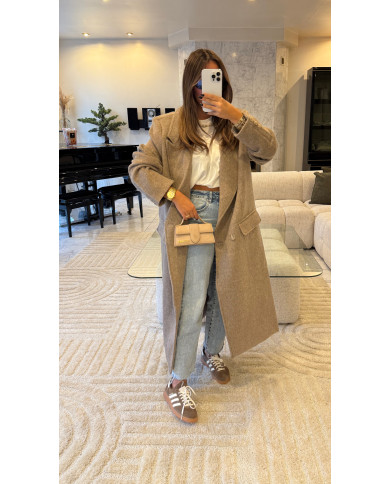 Manteau long doux Taupe