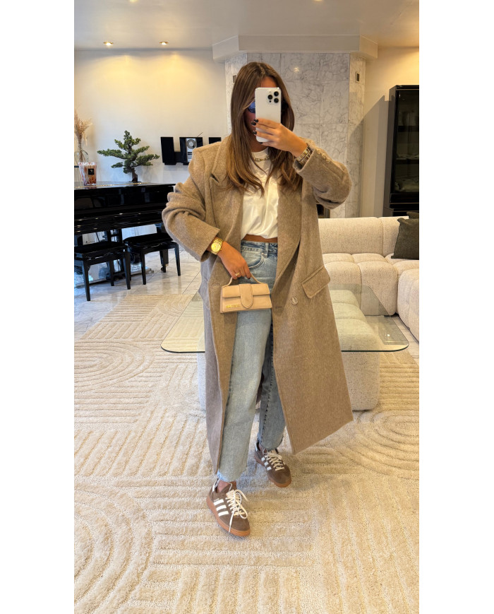 Manteau long doux Taupe