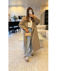 Manteau long doux Taupe