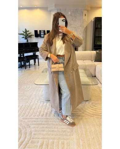 Manteau long doux Taupe