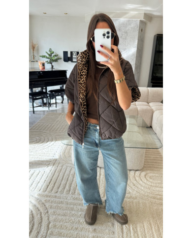 Doudoune sans manches réversible Léopard & Choco