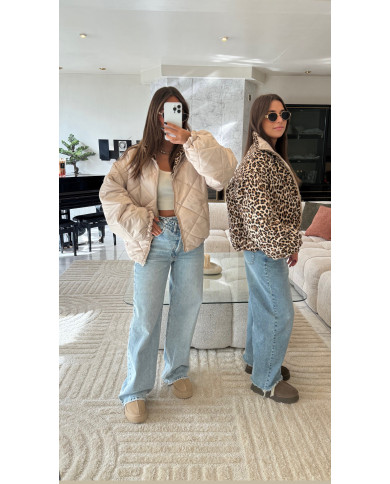 Doudoune réversibles beige & léopard