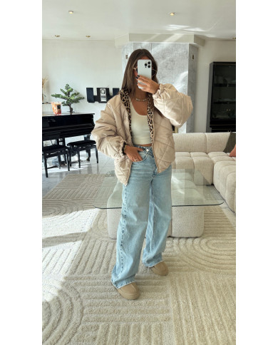 Doudoune réversibles beige & léopard