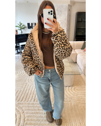 Doudoune réversibles beige & léopard