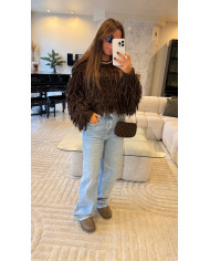 Veste sans manches bouclette noir