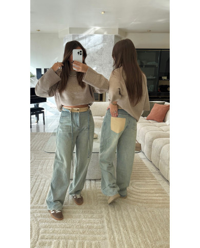 Jean BOY bleu poche beige