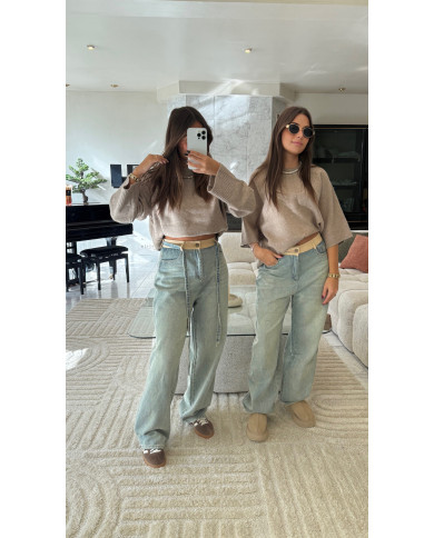 Jean BOY bleu poche beige