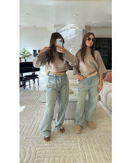 Jean BOY bleu poche beige