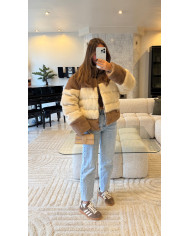 Doudoune fourrur bicolore noir & marron