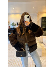 Doudoune fourrur bicolore noir & marron