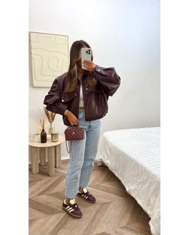 Veste Simili Crop Simili Oversize