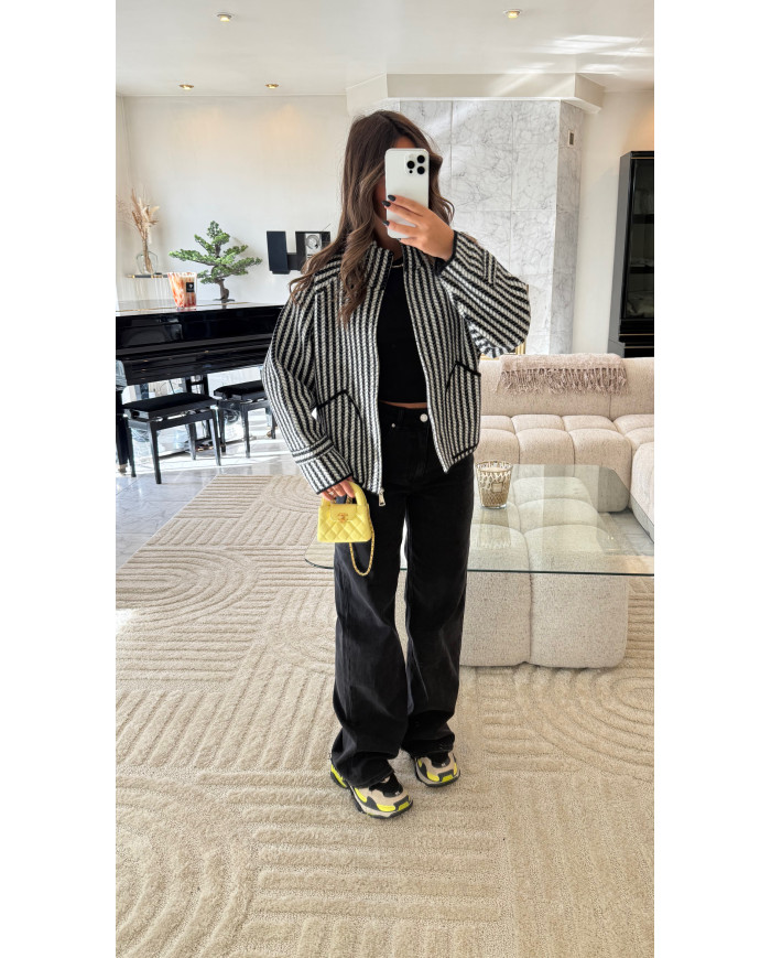 Veste Gilet rayure noir & blanc