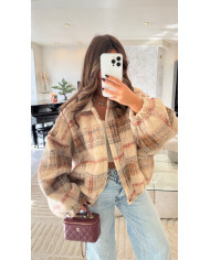 Bombers Laine à carreaux beige