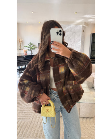 Bombers Laine à carreaux marron