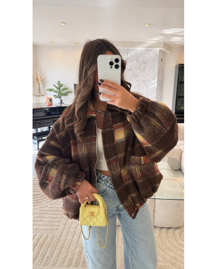 Bombers Laine à carreaux marron