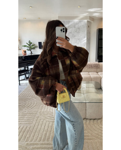 Bombers Laine à carreaux marron