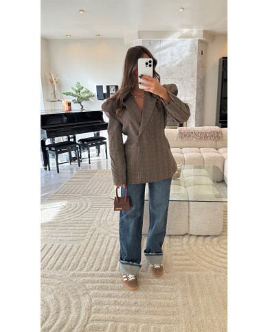 Blazer Épaulettes croisé Vichy