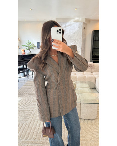 Blazer Épaulettes croisé Vichy