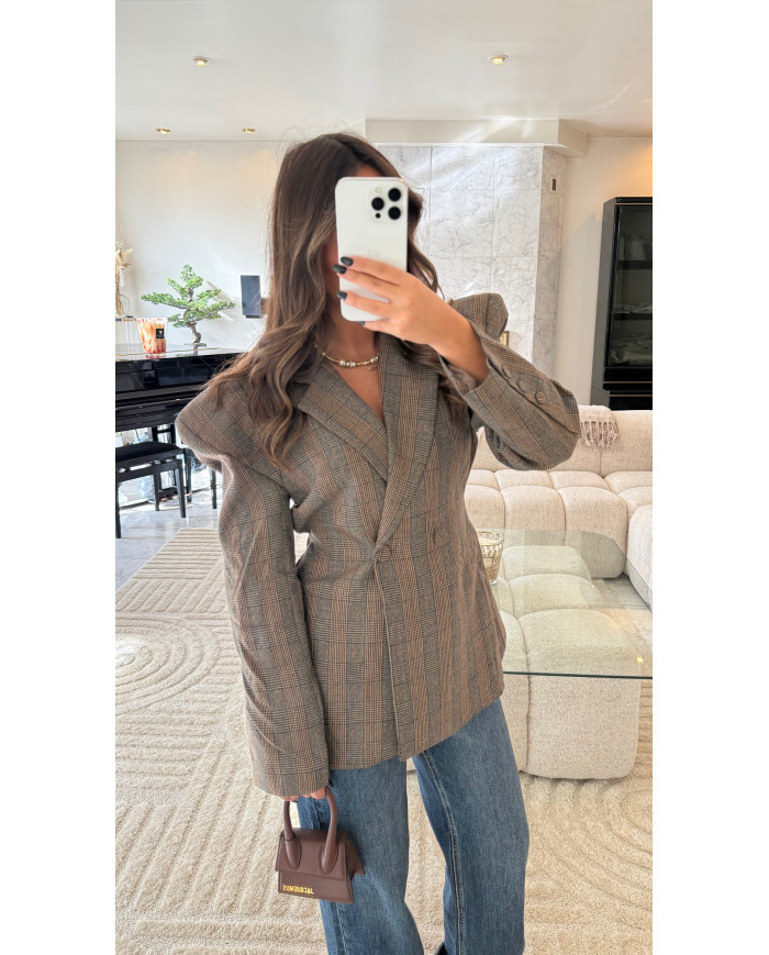 Blazer Épaulettes croisé Vichy