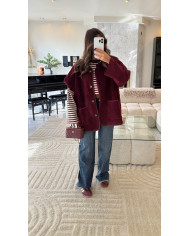 Veste sans manches moumoute bordeaux
