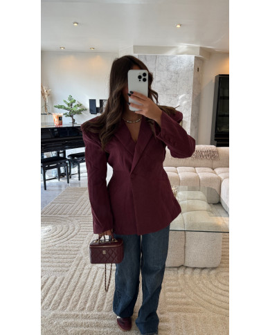 Blazer uni épaulette Croisé Bordeaux