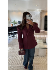 Blazer uni épaulette Croisé Bordeaux