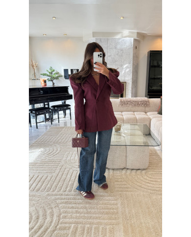 Blazer uni épaulette Croisé Bordeaux