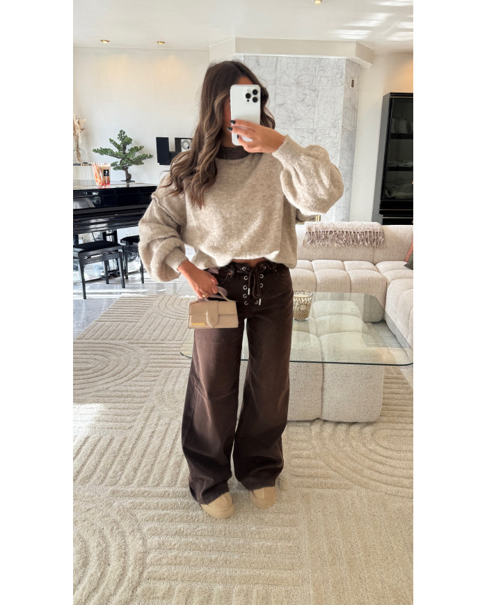 Pull Bicolore Beige & Choco