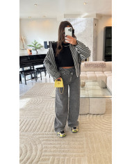 Jean évasé croisé gris