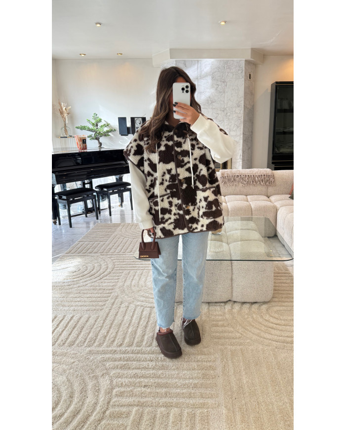 Veste sans manches moumoute vache 🐄