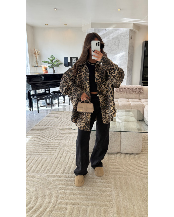 Surchemise léopard en jean