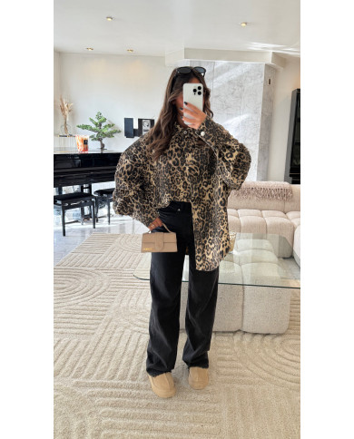 Surchemise léopard en jean