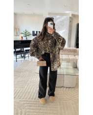 Surchemise léopard en jean