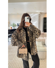 Surchemise léopard en jean