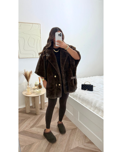 Bombardier sans manches Fourrure Choco