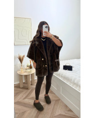 Veste moumoute choco & fluo