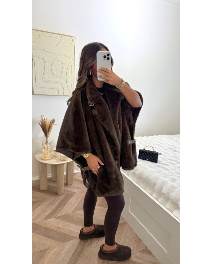 Bombardier sans manches Fourrure Choco