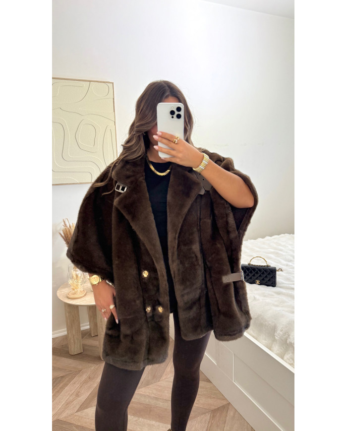 Bombardier sans manches Fourrure Choco