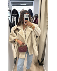 Bombardier sans manches fourrure Beige