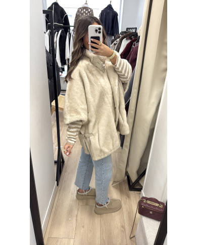 Bombardier sans manches fourrure Beige