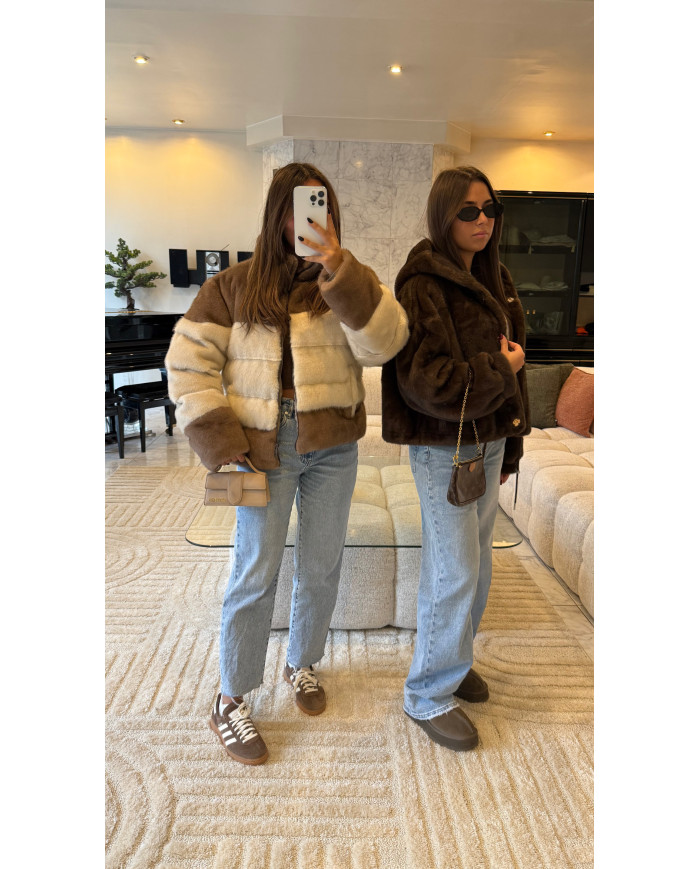 Veste à capuche fourrure Brown