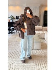 Veste Simili Choco intérieur fourrure doré