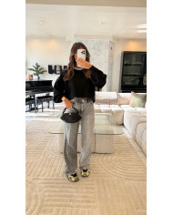 Pull bi matière noir & dentelle précommande