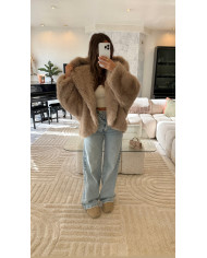 Fourrure à capuche taupe