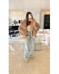 Fourrure à capuche taupe