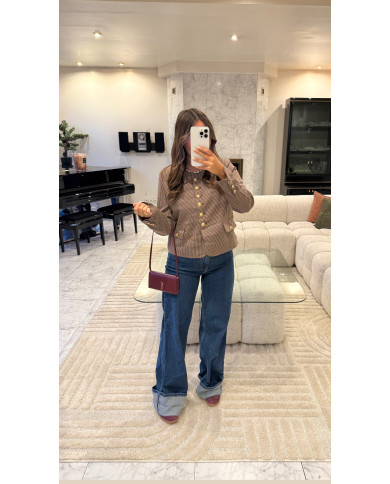 Cardigan Claudine Vichy bordeaux