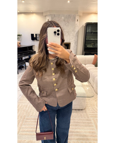 Cardigan Claudine Vichy bordeaux