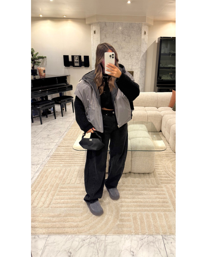 Doudoune sans manches réversible noir & grise