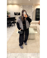 Doudoune sans manches réversible noir & grise